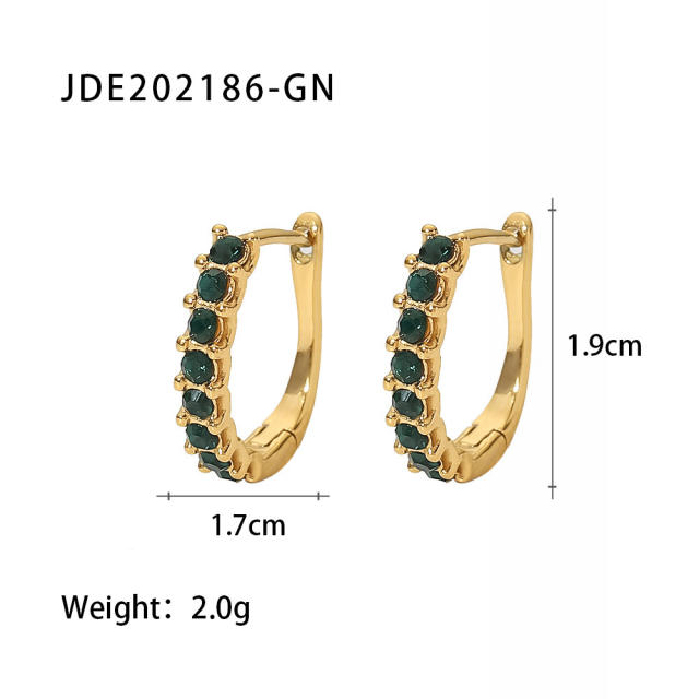 18K color cubic zircon setting stainless steel earrings hoop earrings