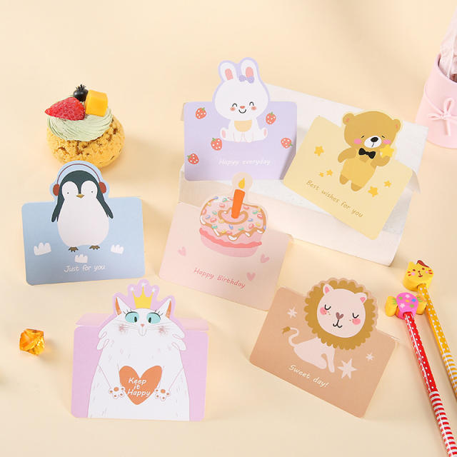 Cartoon animal kids happy birthday greeting cards