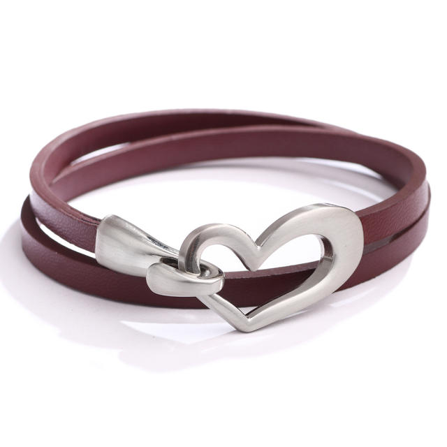 Punk design hollow heart leather choker bracelet