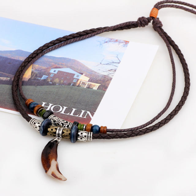 Chinese trend two layer leather necklace