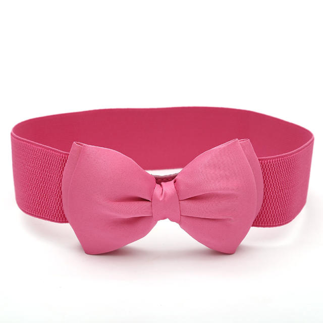 Super cute color bow women elastic corset belt