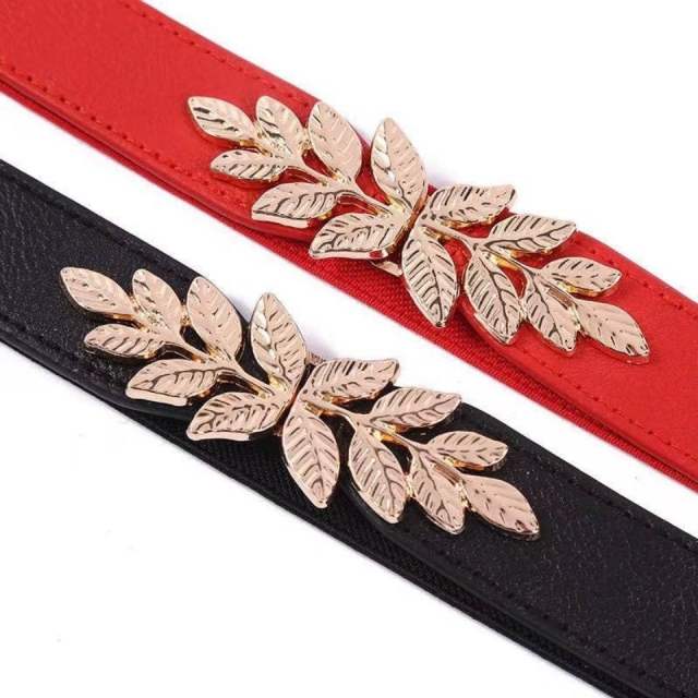 Korean fashion leaf buckle elastic corset belt
