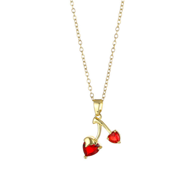 INS sweet cherry pendant stainless steel necklace(copper pendant)