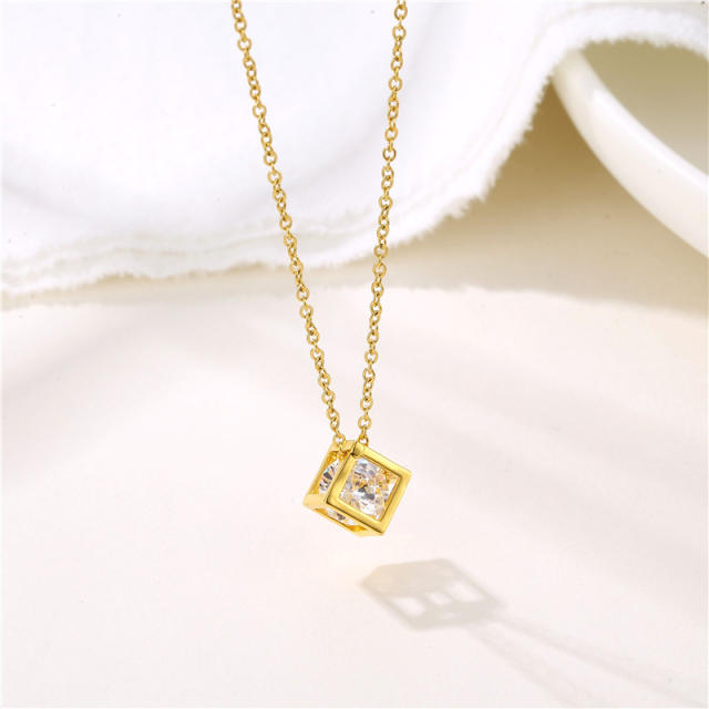 Magic love square pendant stainless steel necklace(copper pendant)