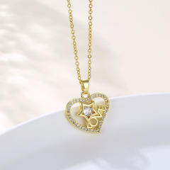 Love letter heart pendant stainless steel necklace(copper pendant)