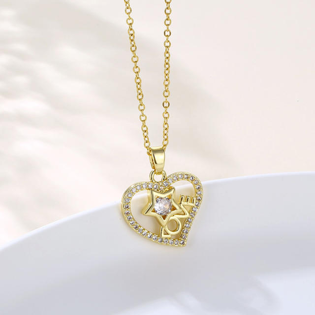 Love letter heart pendant stainless steel necklace(copper pendant)