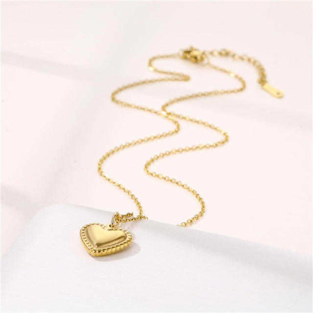 Korean fashion heart pendant stainless steel necklace(copper pendant)