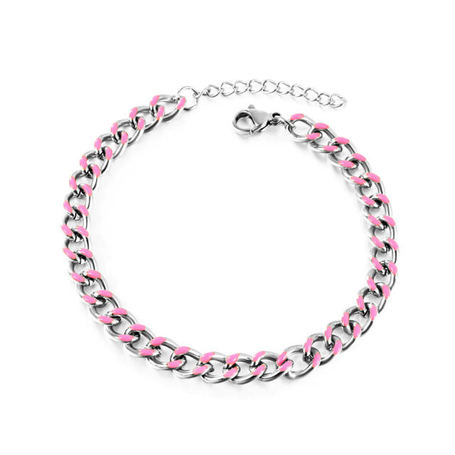 6mm colorful stainless steel bracelet cuban chain bracelet