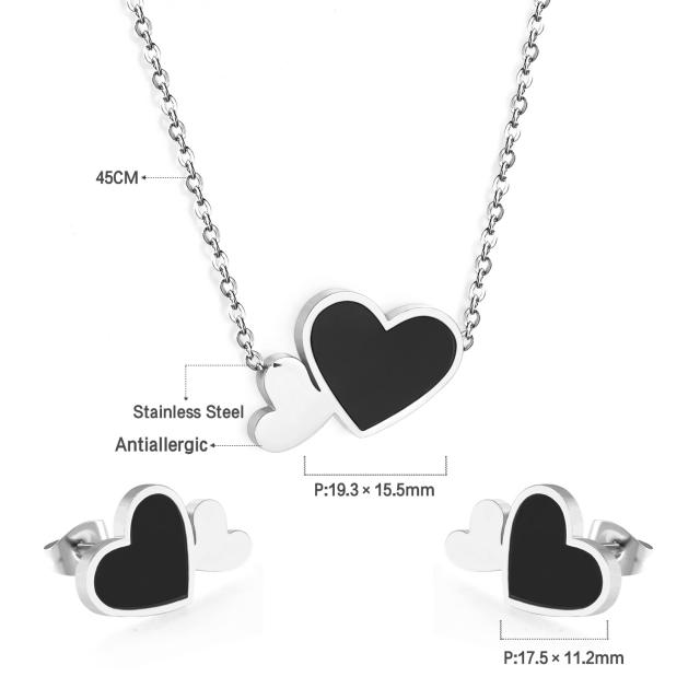 Korean fashion shell heart stainless steel necklace set