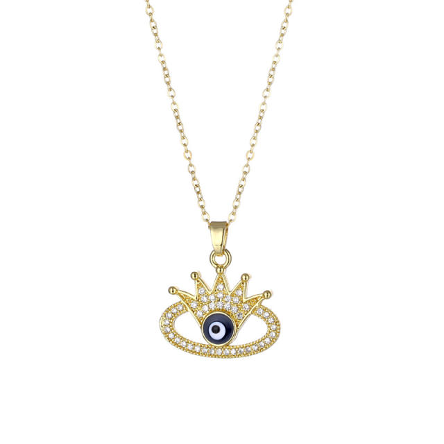 Enamel evil eye pendant stainless steel necklace(copper pendant)