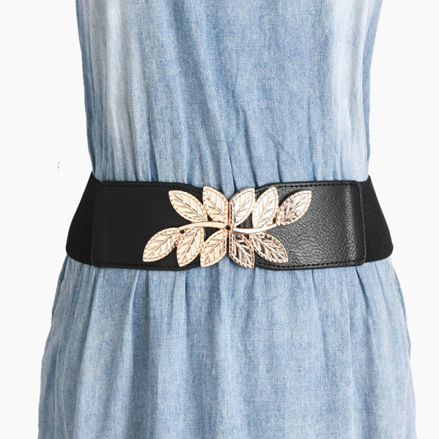 Ins gold color leaf buckle corset belt