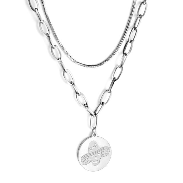 Occident fashion two layer stainless steel necklace