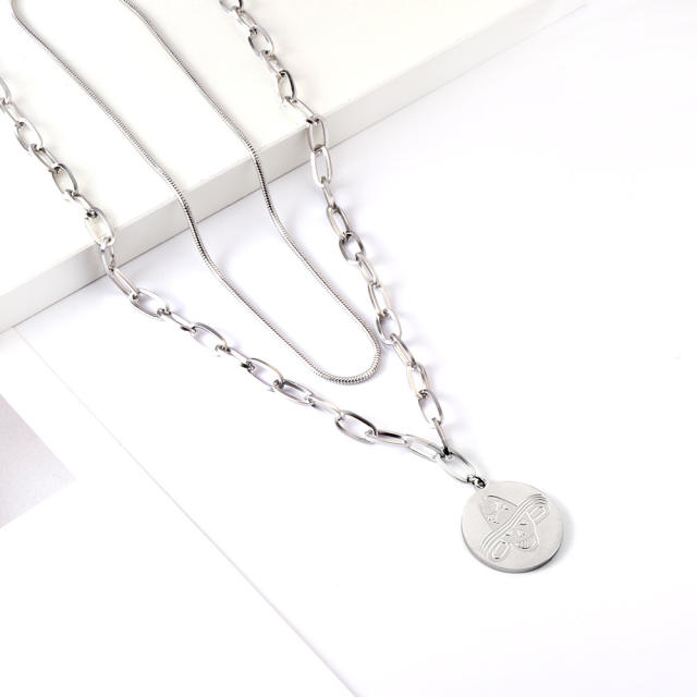 Occident fashion two layer stainless steel necklace