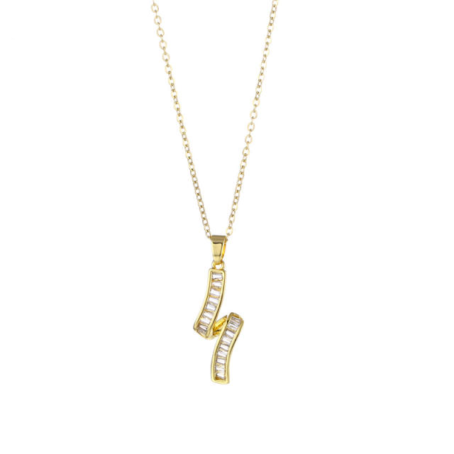Diamond flash pendant stainless steel necklace(copper pendant)