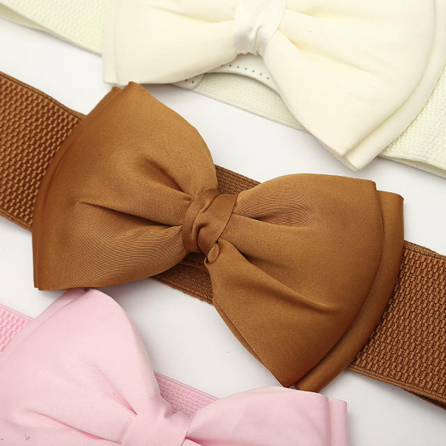 Super cute color bow women elastic corset belt