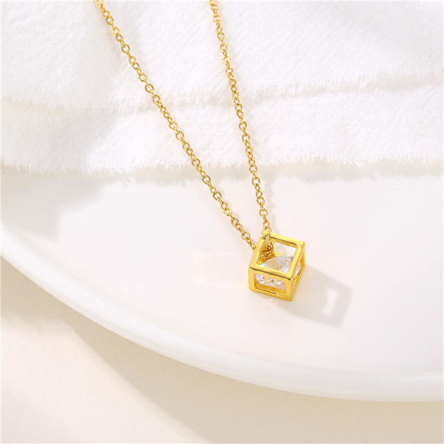 Magic love square pendant stainless steel necklace(copper pendant)