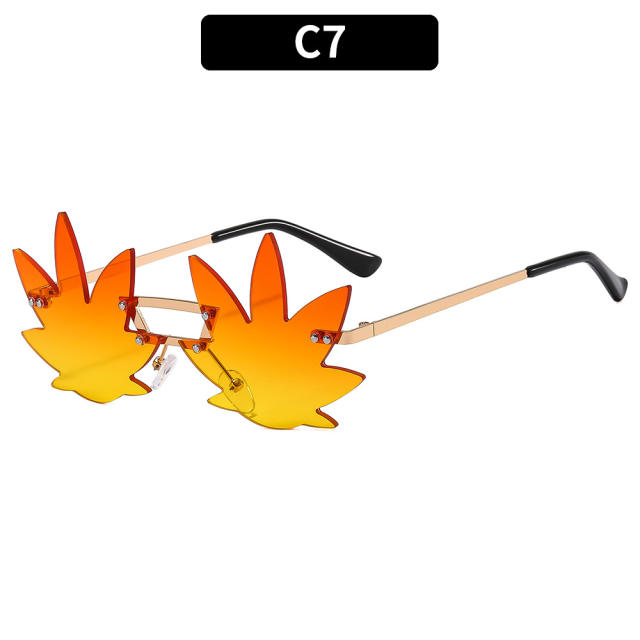 Funny leaf shape rimless sunglasses