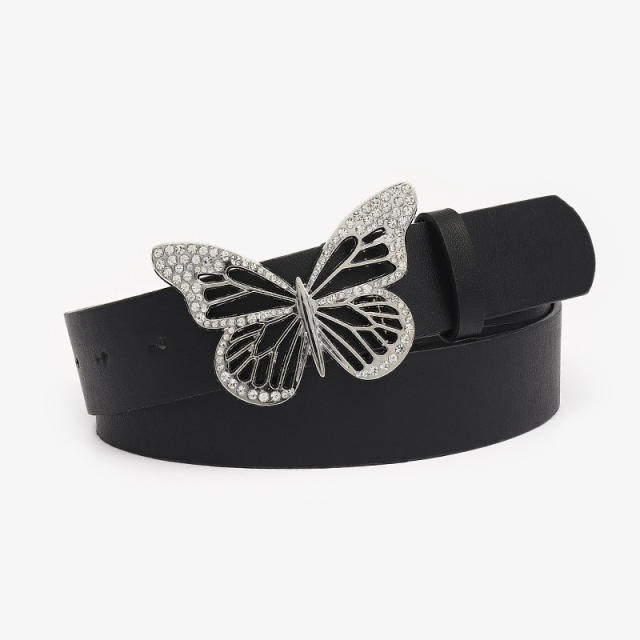 Rhinestone butterfly buckle belt