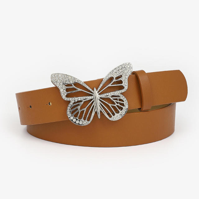 Rhinestone butterfly buckle belt