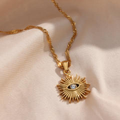 Occident fashion evil eye pendant stainless steel necklace