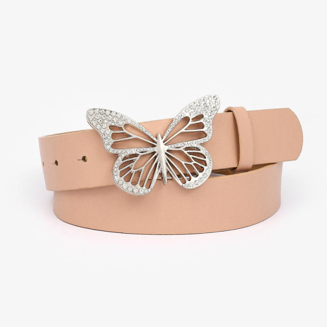 Rhinestone butterfly buckle belt