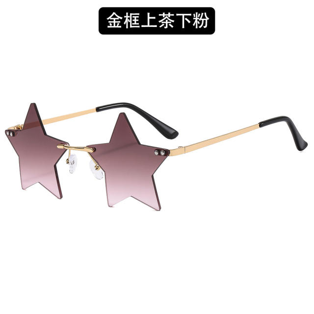 Vintage star shape rimless sunglasses