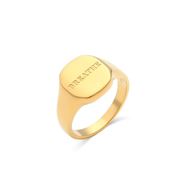 18K letter signet rings stainless steel rings