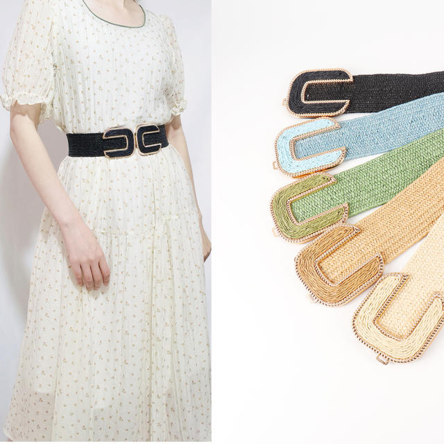 Summer design beach dress straw belt corset belt