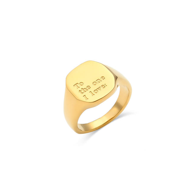 18K letter signet rings stainless steel rings