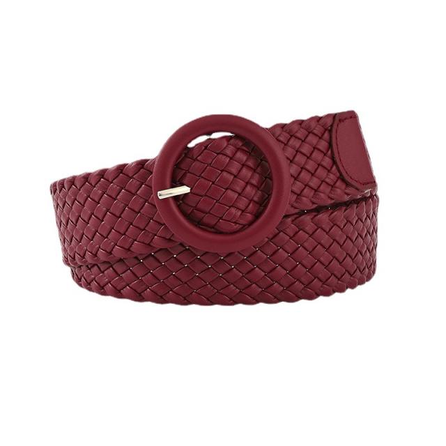 New design candy color round buckle belt braid belt for women