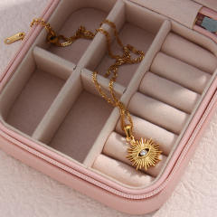 Occident fashion evil eye pendant stainless steel necklace