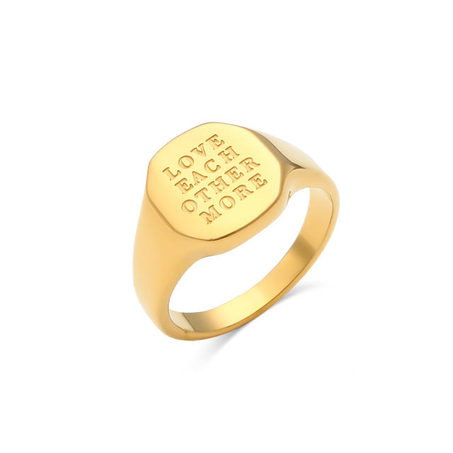 18K letter signet rings stainless steel rings