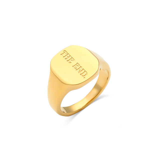 18K letter signet rings stainless steel rings