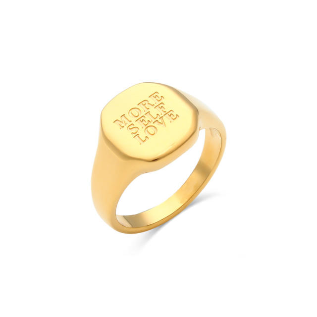 18K letter signet rings stainless steel rings