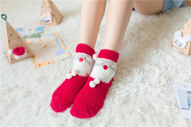 Hot sale christmas coral fleece socks