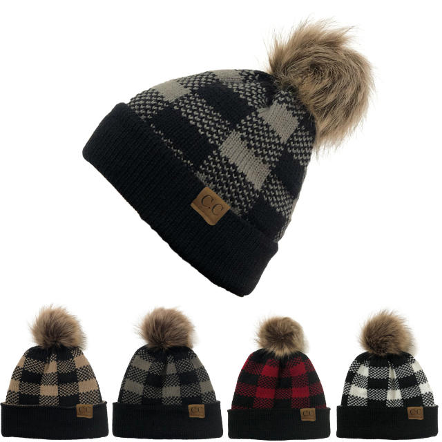 Christmas series plaid pattern winter cap