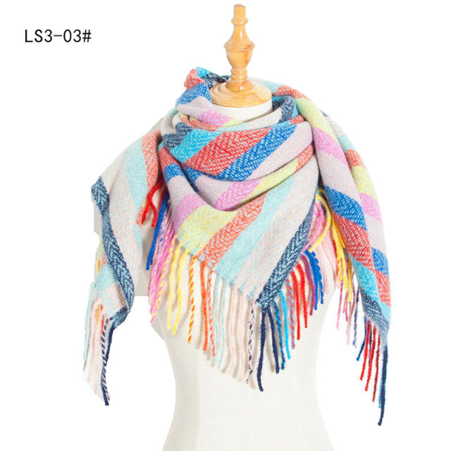 New design colorful stripe tassel scarf for women