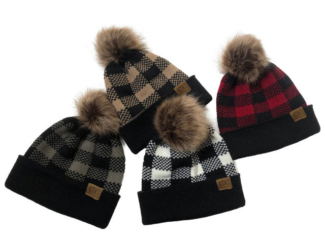 Christmas series plaid pattern winter cap