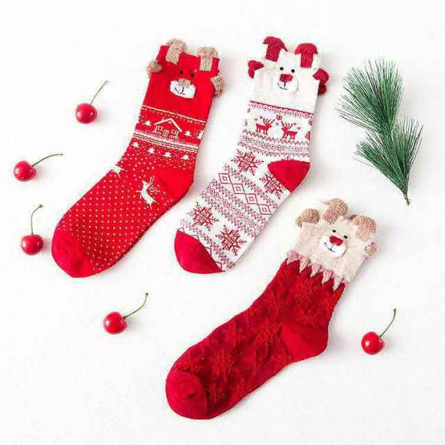 Korean fashion cute coral fleece christmas socks