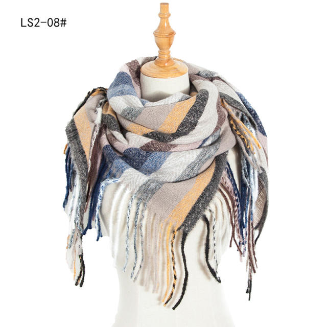 New design colorful stripe tassel scarf for women