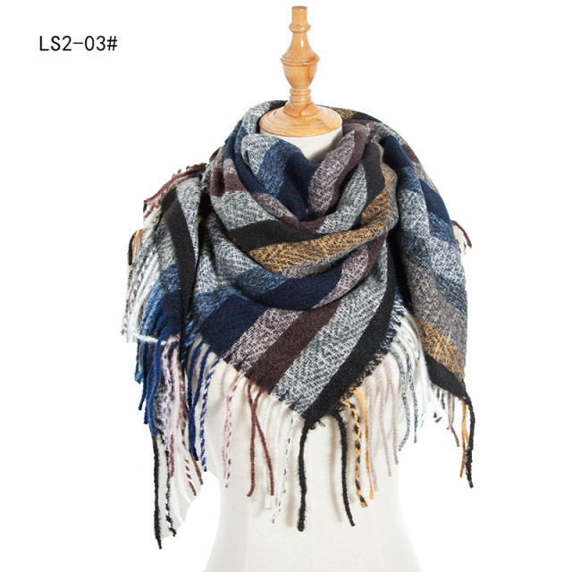 New design colorful stripe tassel scarf for women