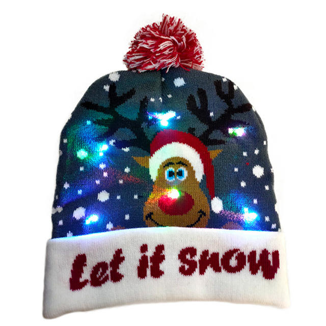 LED light colorful knitted christmas hat