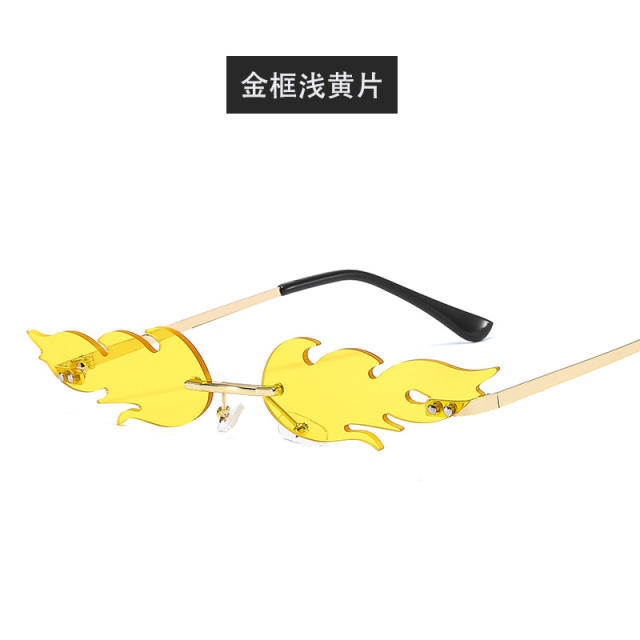 Hot sale fire shape colorful rimless sunglasses