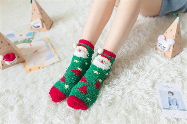 Hot sale christmas coral fleece socks