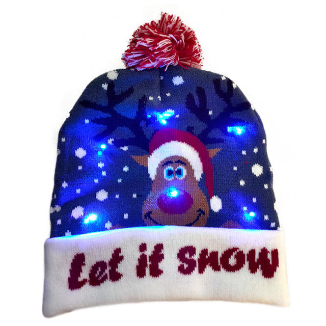 LED light colorful knitted christmas hat