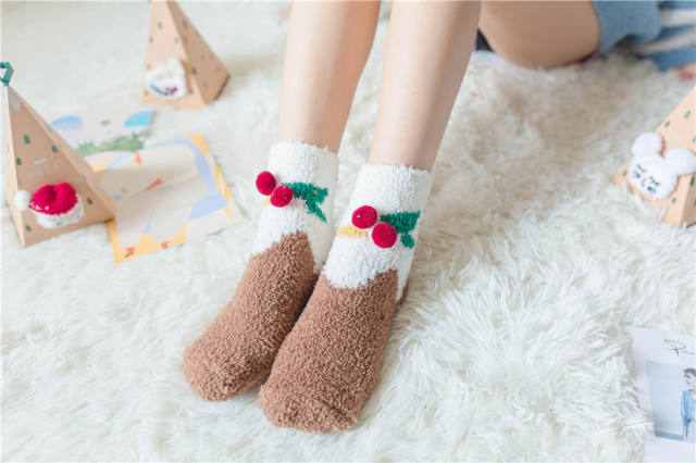 Hot sale christmas coral fleece socks