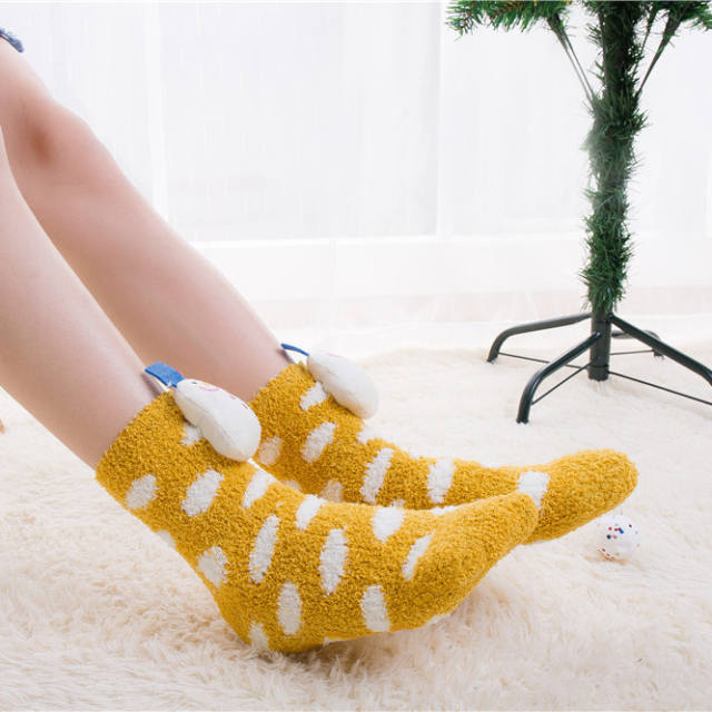 Korean fashion cute coral fleece christmas socks