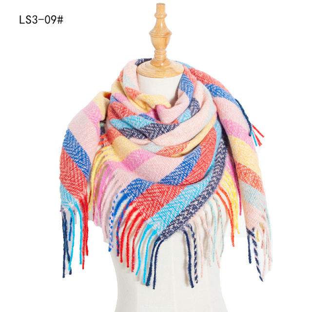 New design colorful stripe tassel scarf for women