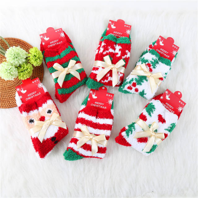 Amazon hot sale winter coral fleece christmas socks