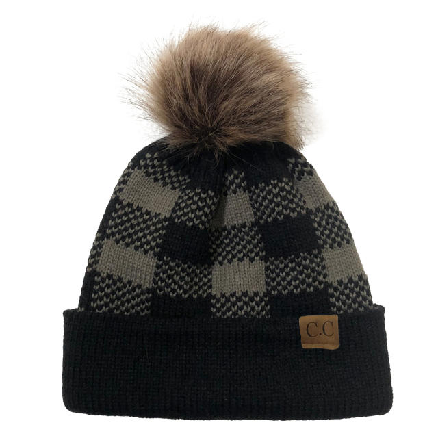 Christmas series plaid pattern winter cap